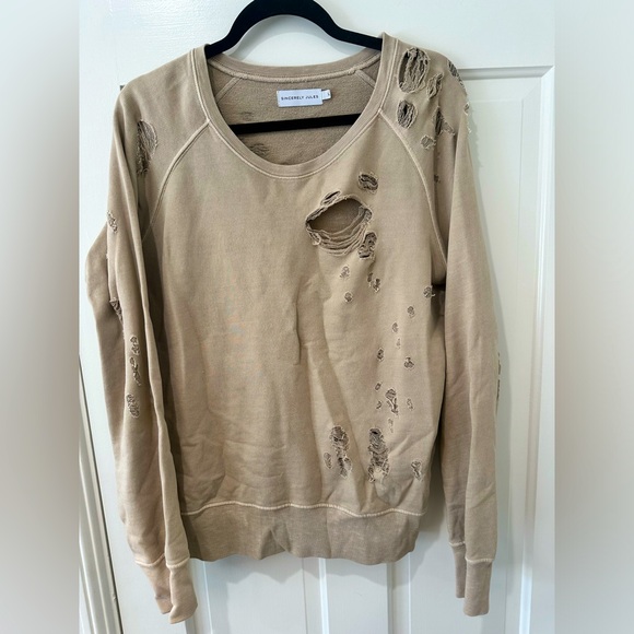 Sincerely Jules distressed torn all over crewneck sweater sweatshirt - Picture 3 of 13